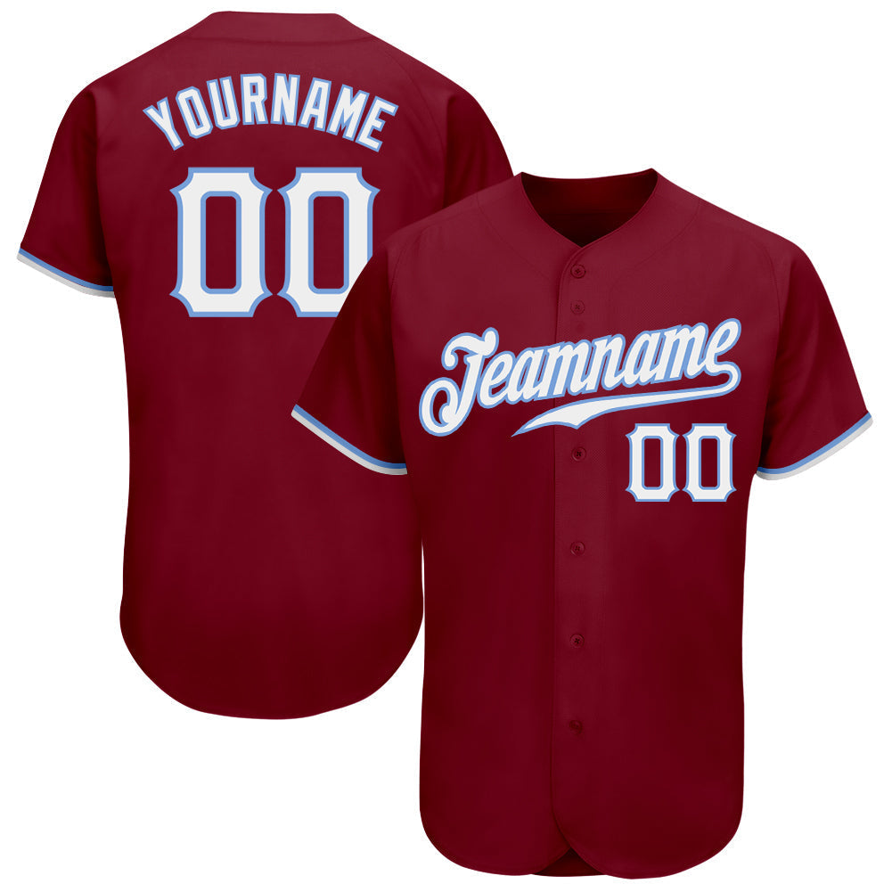 Custom Crimson White-Light Blue Authentic Baseball Jersey baseball jersey product view 1