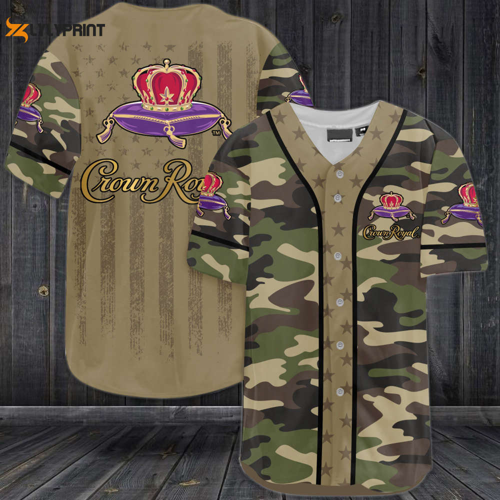 Crown Royal All Over Print 3D Camo Unisex Baseball Jersey - lylyprint.com baseball jersey product view 1