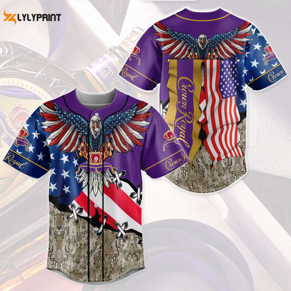 Crown Royal Eagle Usa Flag All Over Print Unisex Baseball Jersey - lylyprint.com baseball jersey product view 1