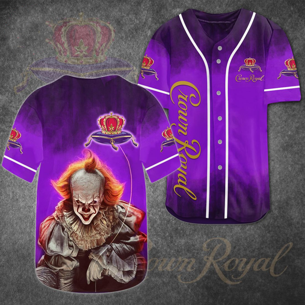 Crown Royal Horror Clown It Baseball Jersey - Aopprinter baseball jersey product view 2