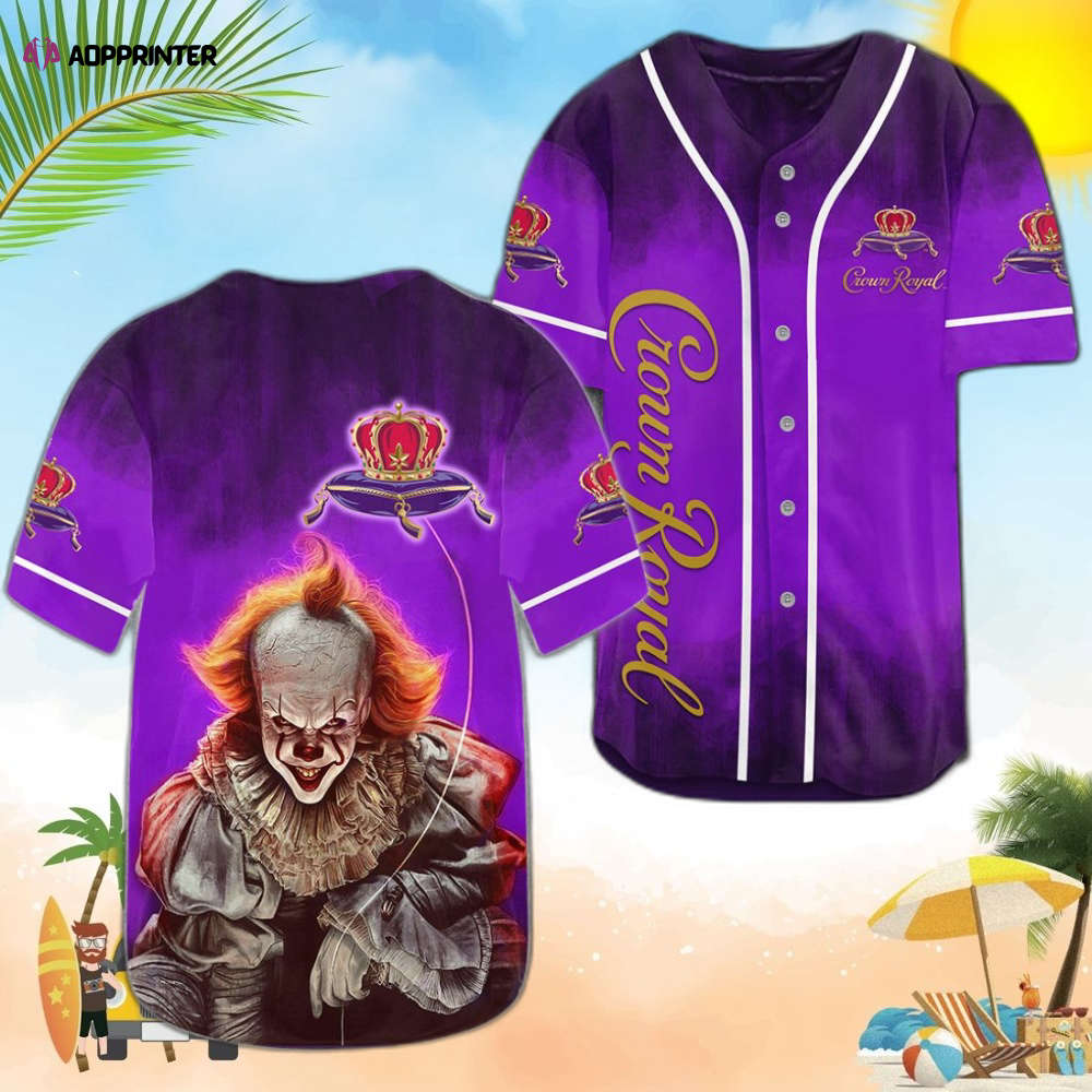 Crown Royal Horror Clown It Baseball Jersey - Aopprinter baseball jersey product view 1