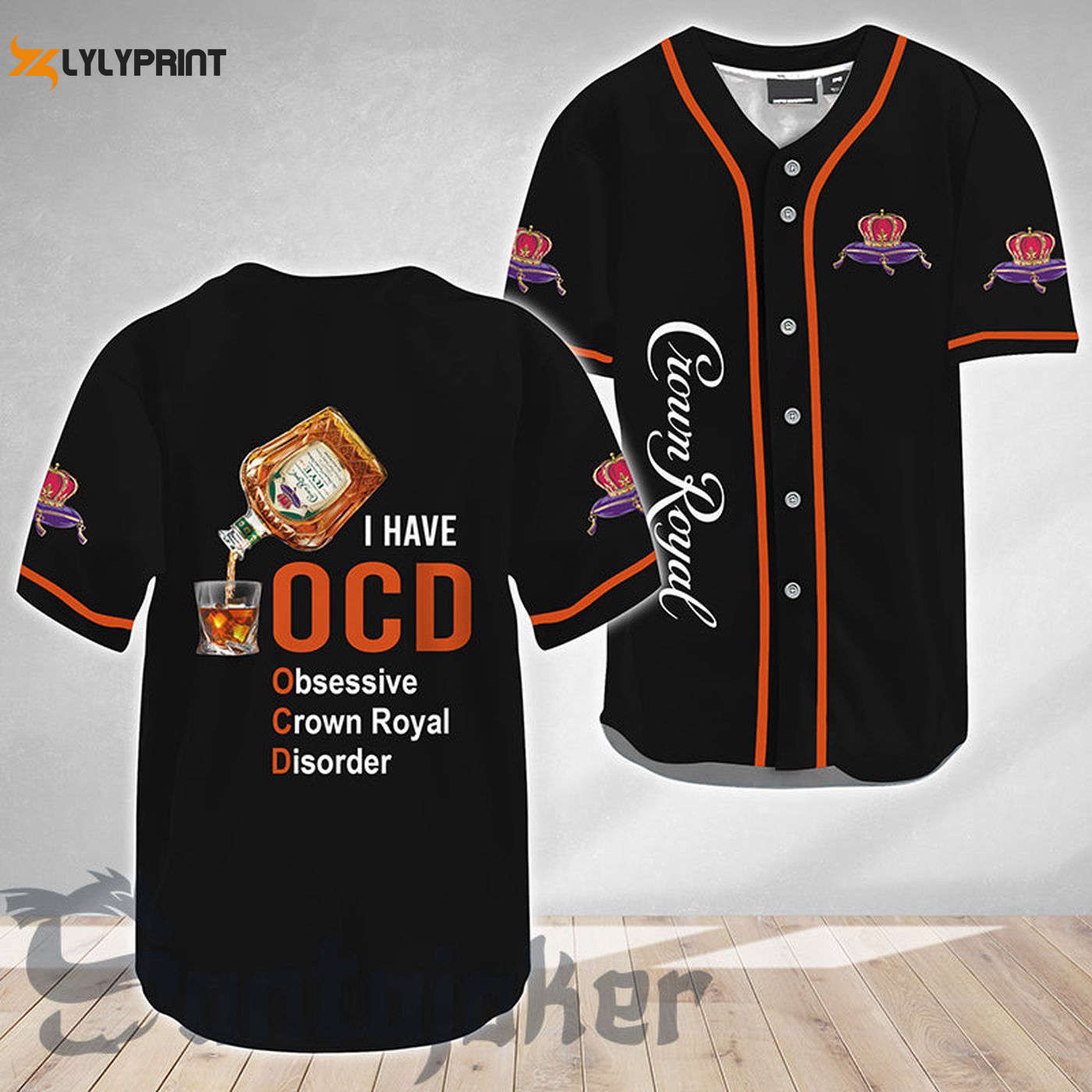 Crown Royal I Have Ocd Baseball Jersey - Gift for Men Women - Gift for Men Women - lylyprint.com baseball jersey product view 1