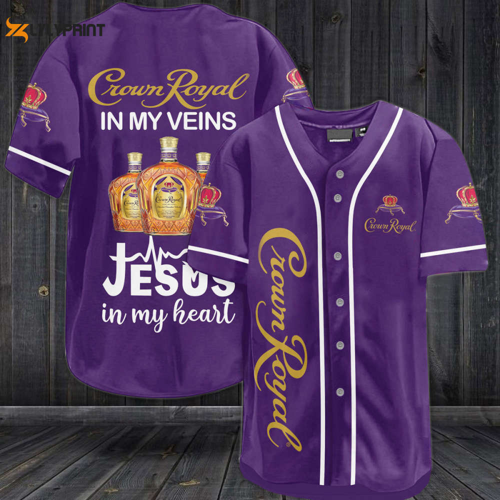 Crown Royal In My Veins Jesus In My Heart Baseball Jersey - lylyprint.com baseball jersey product view 1