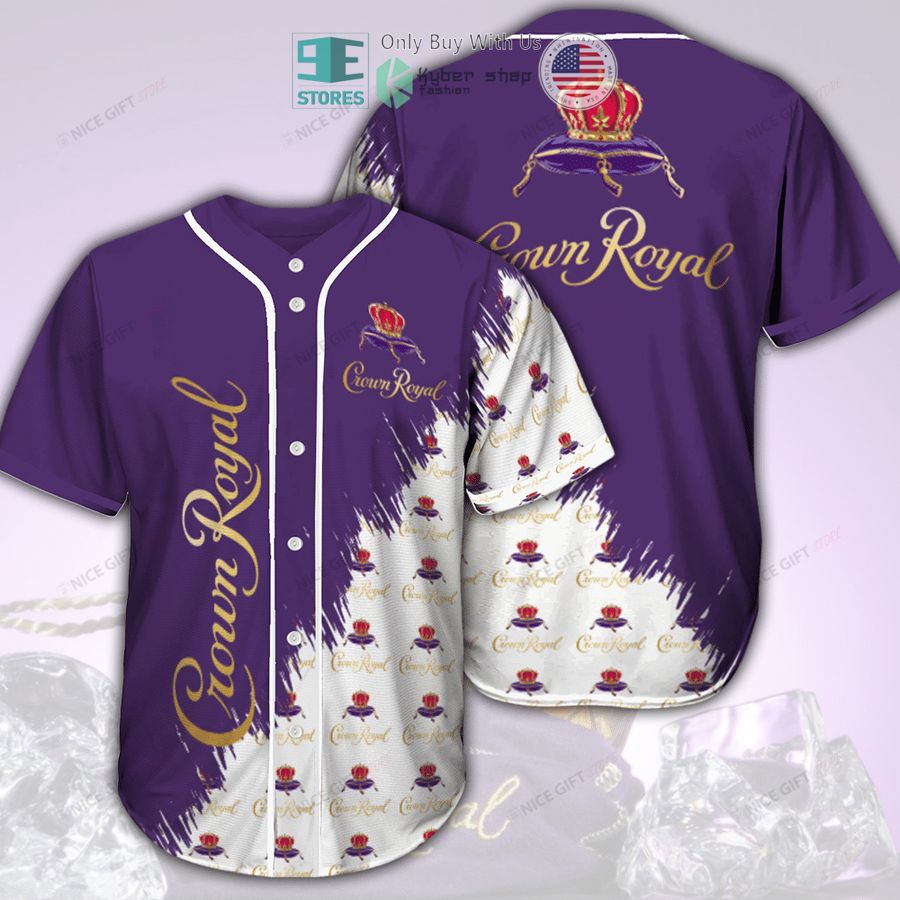 BEST Crown Royal logo pattern purple Baseball Jersey baseball jersey product view 1