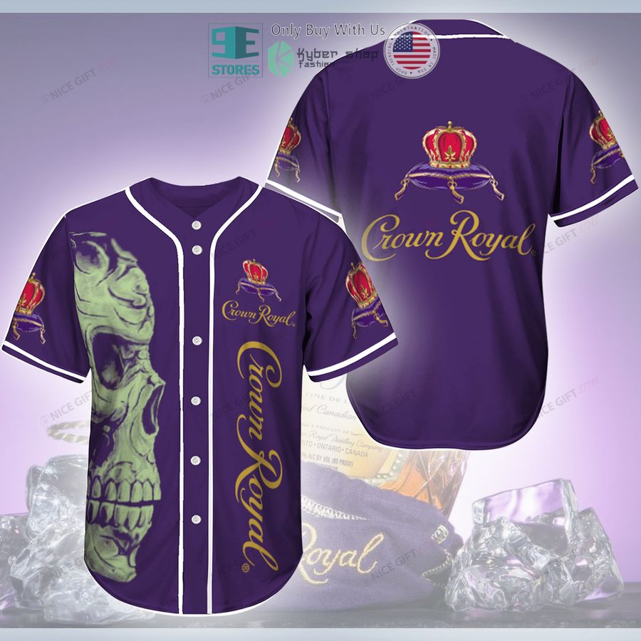 BEST Crown Royal logo skull purple Baseball Jersey baseball jersey product view 1