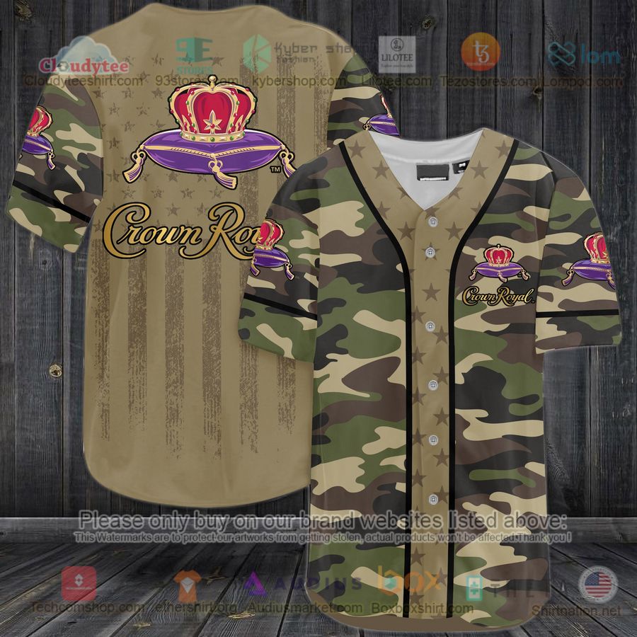 HOT Crown Royal United States Flag camo Baseball Jersey Shirt baseball jersey product view 1