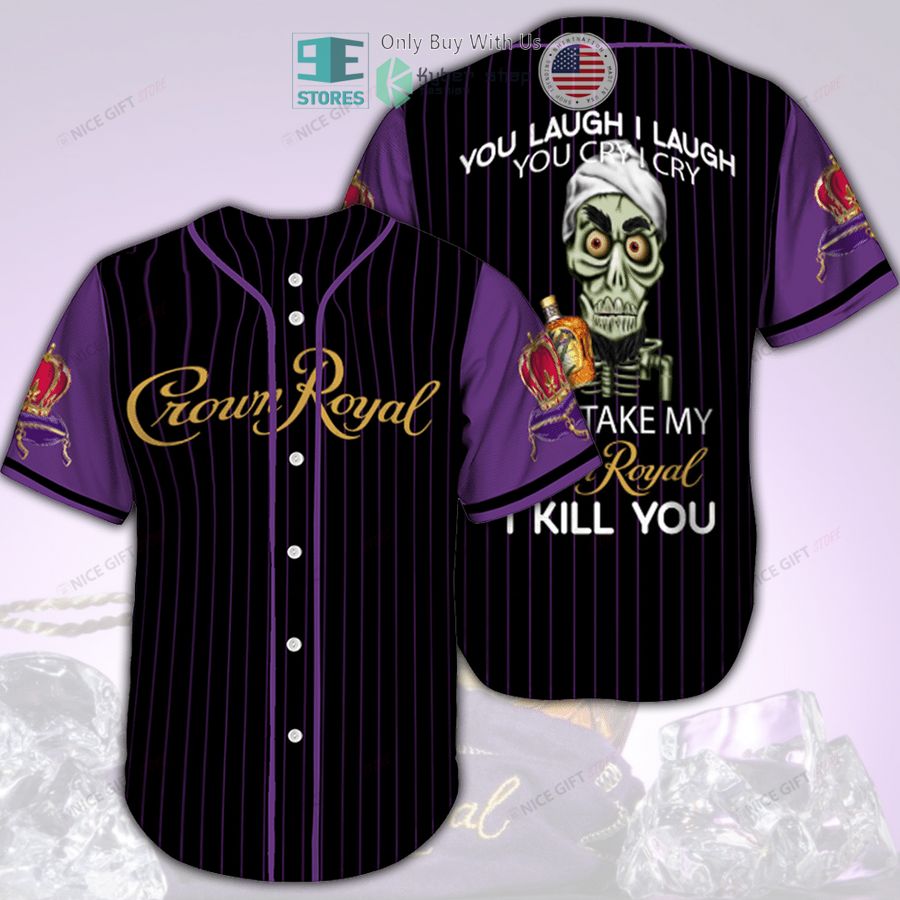 BEST Crown Royal You Laugh I Laugh striped black purple Baseball Jersey baseball jersey product view 1
