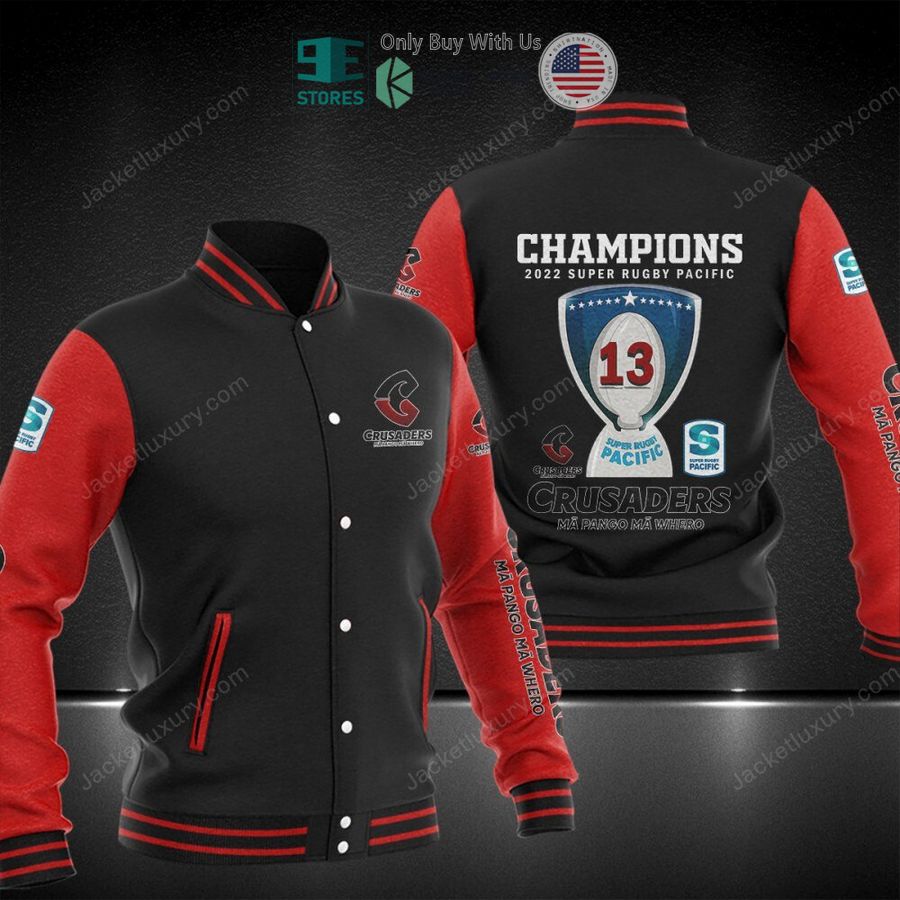 BEST Crusaders Champions 2022 Super Rugby Pacific Baseball Jacket baseball jersey product view 1