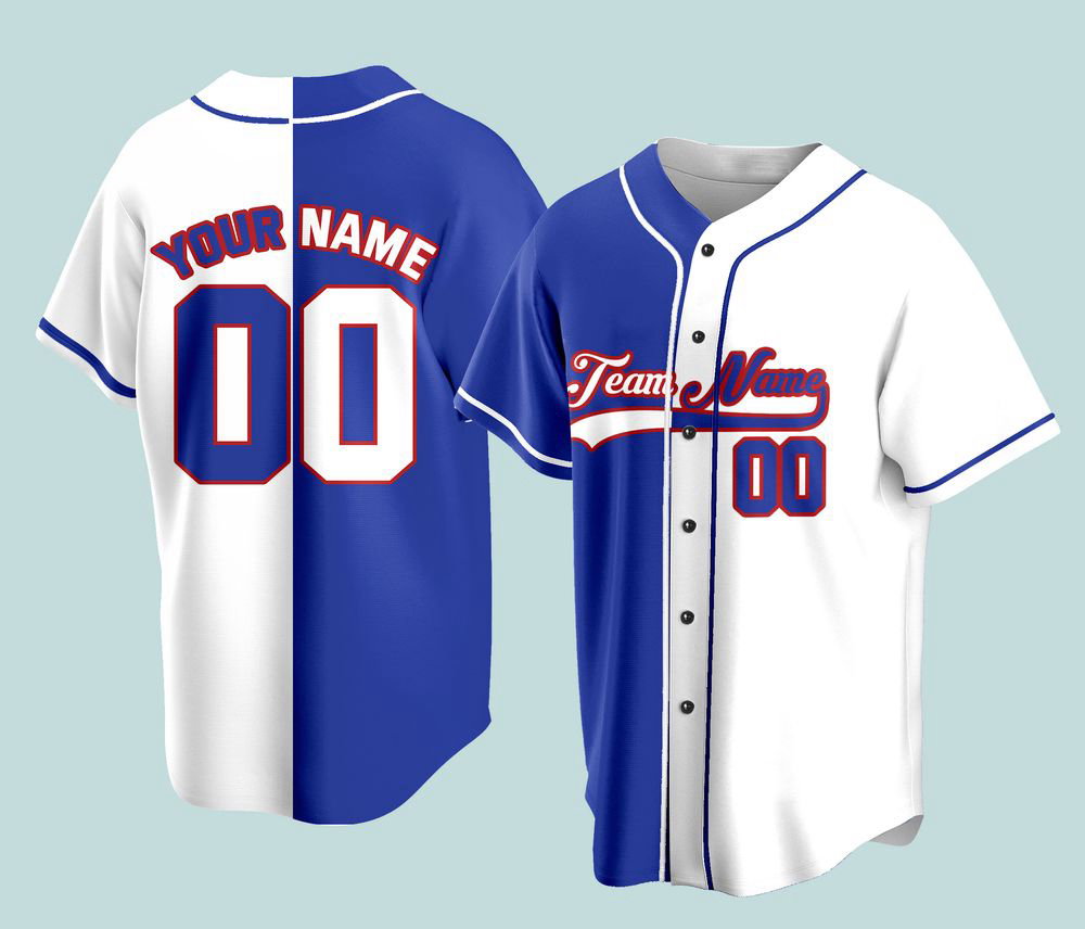 Custom 2 Colors Jersey Personalization Split Baseball Jersey - lylyprint.com baseball jersey product view 3