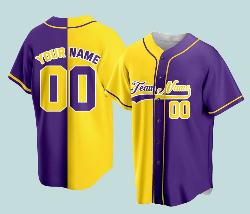 Custom 2 Colors Jersey Personalization Split Baseball Jersey - lylyprint.com baseball jersey product view 5