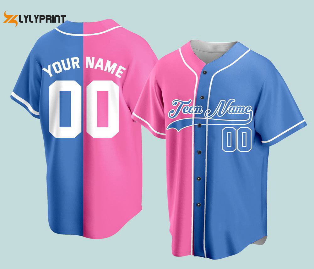 Custom 2 Colors Jersey Personalization Split Baseball Jersey - lylyprint.com baseball jersey product view 1
