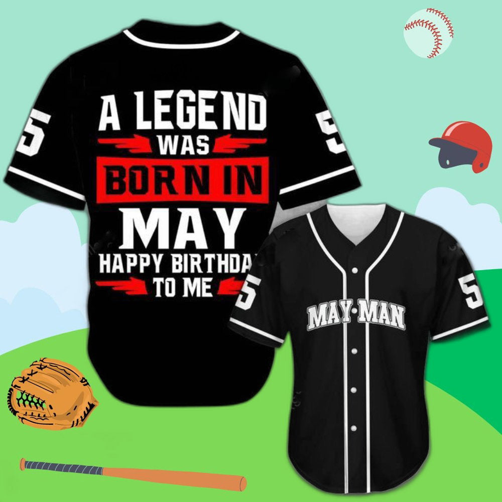 Custom A Legend Was Born Month Baseball Jersey – Personalized & Stylish baseball jersey product view 1