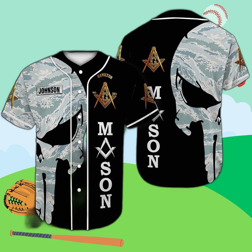 Custom Air Force Skull Baseball Jersey – Personalized Mason Design baseball jersey product view 1