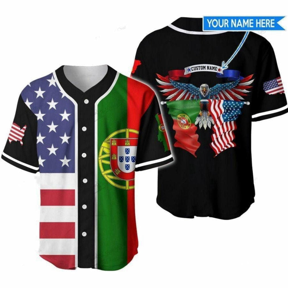 Custom America-Portugal Eagle Baseball Jersey: Personalized Sports Gear - Aopprinter baseball jersey product view 2