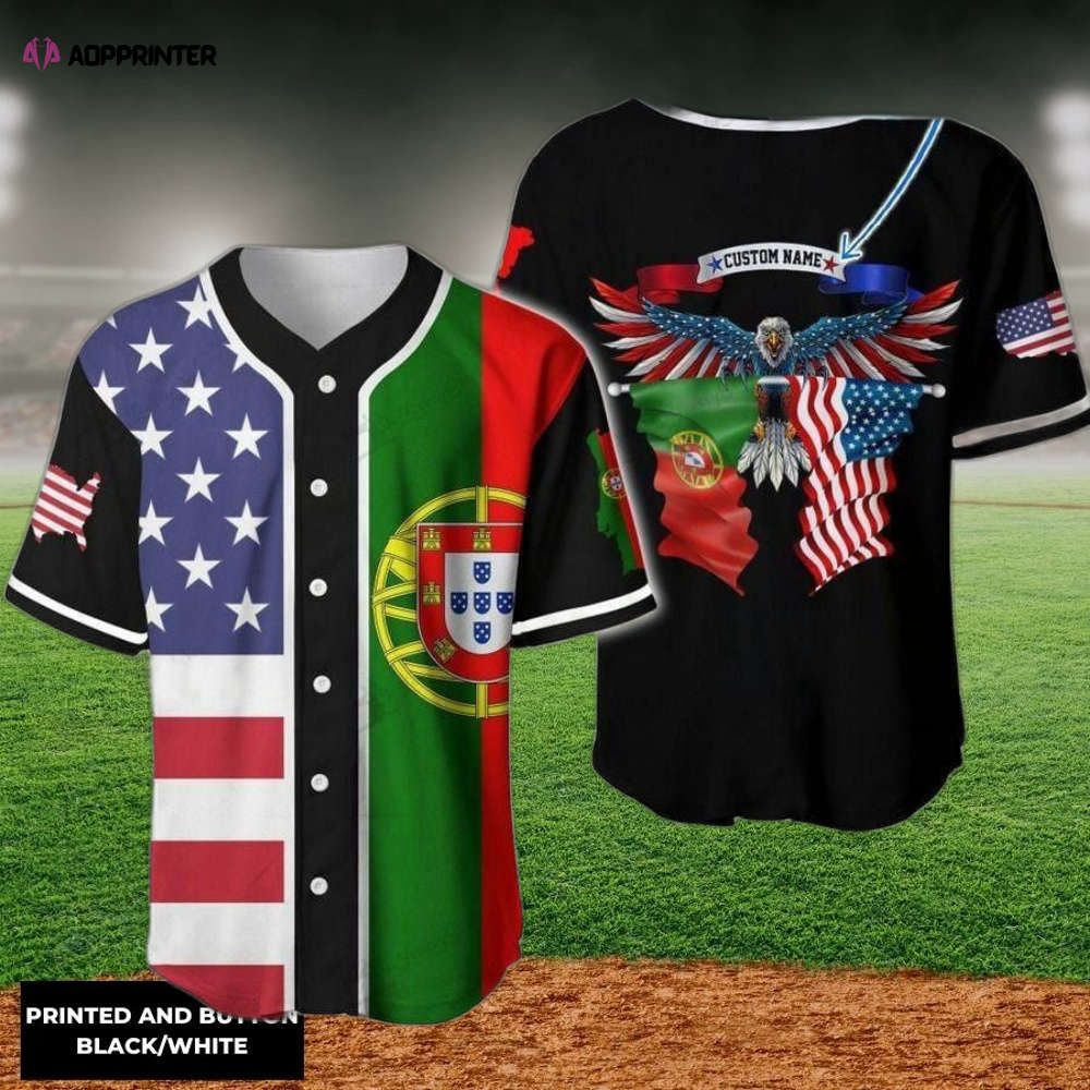 Custom America-Portugal Eagle Baseball Jersey: Personalized Sports Gear - Aopprinter baseball jersey product view 1