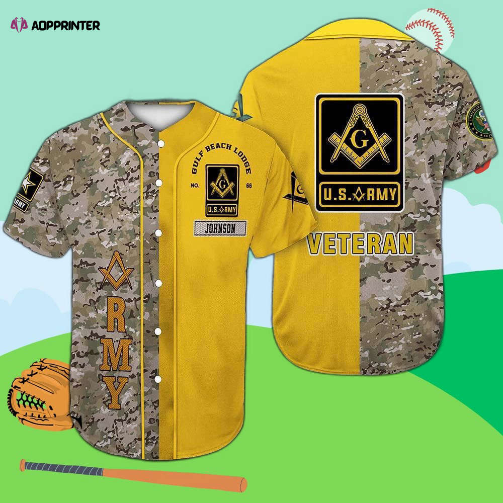 Custom Army Vet Freemasonry Baseball Jersey: Personalized and Patriotic - Aopprinter baseball jersey product view 1