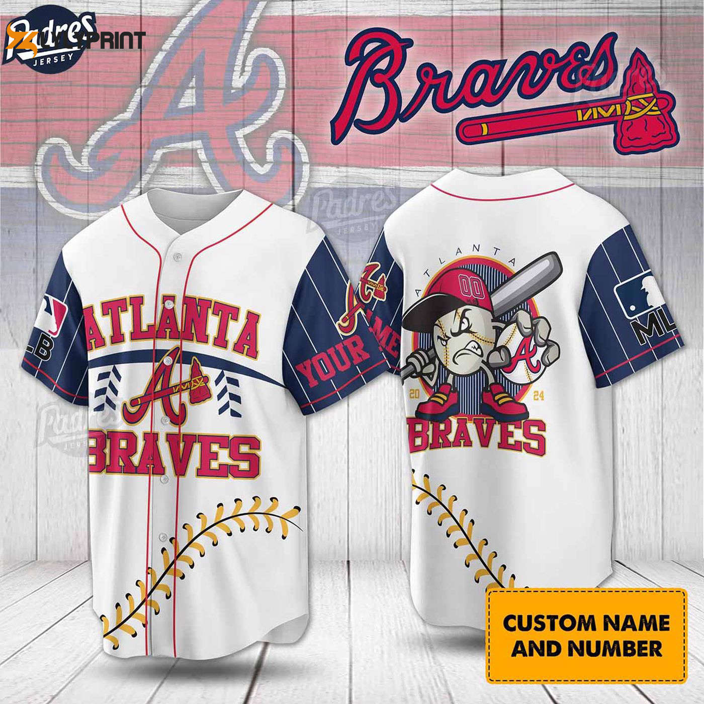 Get Your Custom Atlanta Braves MLB Baseball Jersey - Show Your Team Spirit! - Gift for Men Women - lylyprint.com baseball jersey product view 1
