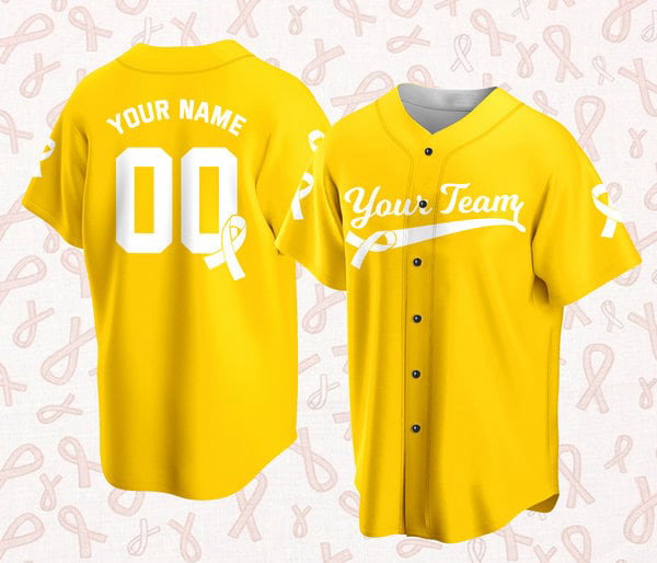 Custom Baseball Jersey For Breast Cancer Support Breast Cancer Warrior Survivor - lylyprint.com baseball jersey product view 4