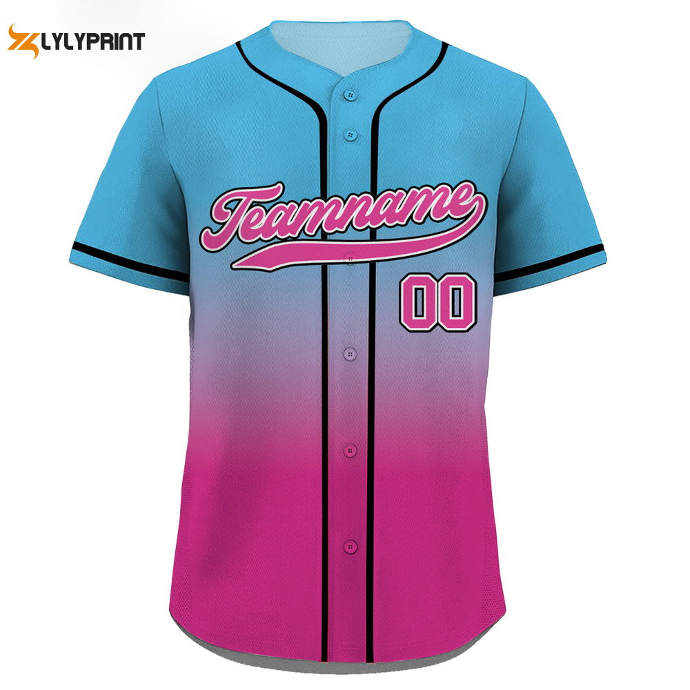 Custom Baseball Jersey with Teamname Name Number, Gifts for Baseball Fans - lylyprint.com baseball jersey product view 2