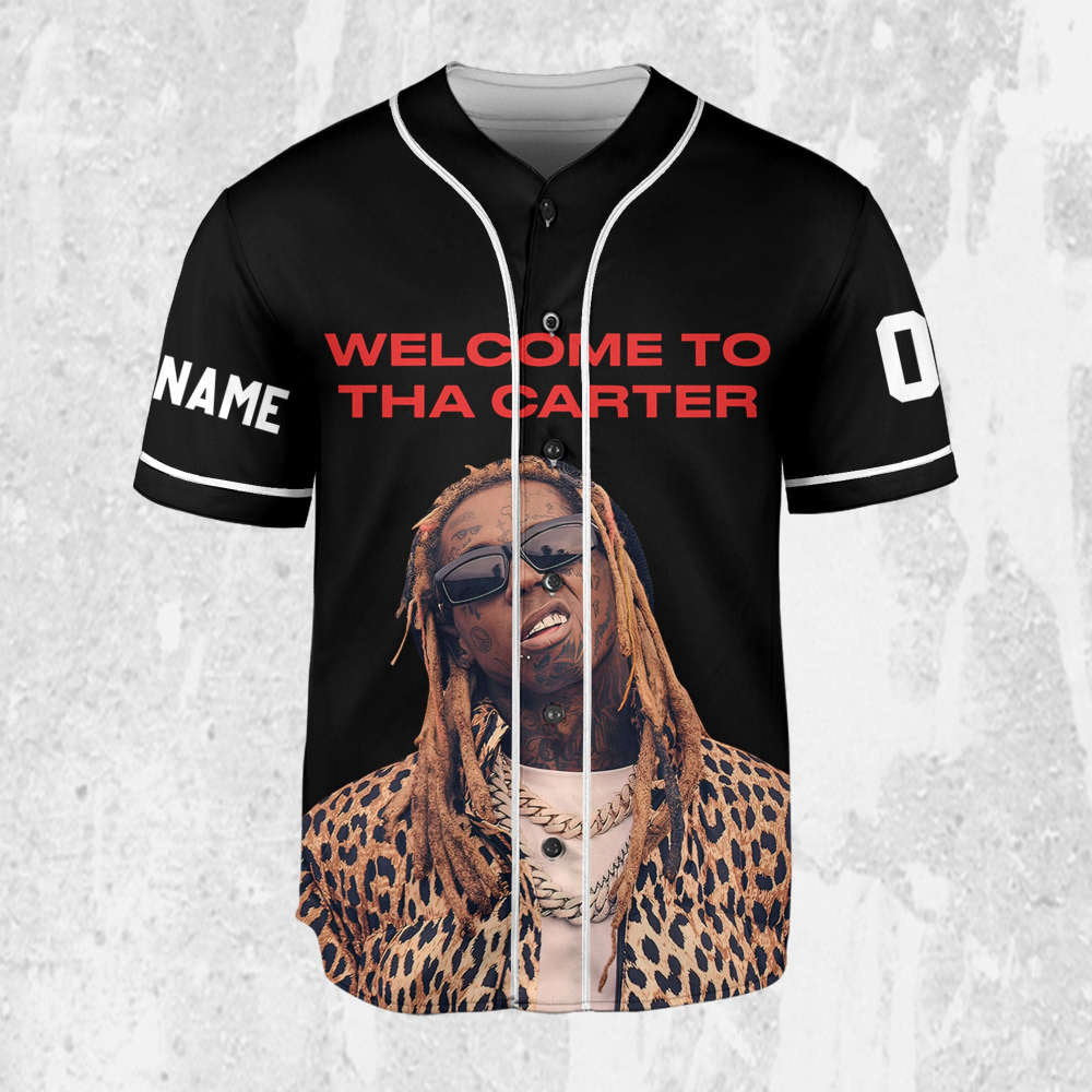 Custom Black Color Lil Wayne Baseball Jersey - Personalize Your Welcome to Tha Carter Music Style - Aopprinter baseball jersey product view 2