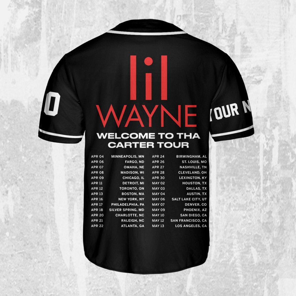 Custom Black Color Lil Wayne Baseball Jersey - Personalize Your Welcome to Tha Carter Music Style - Aopprinter baseball jersey product view 3