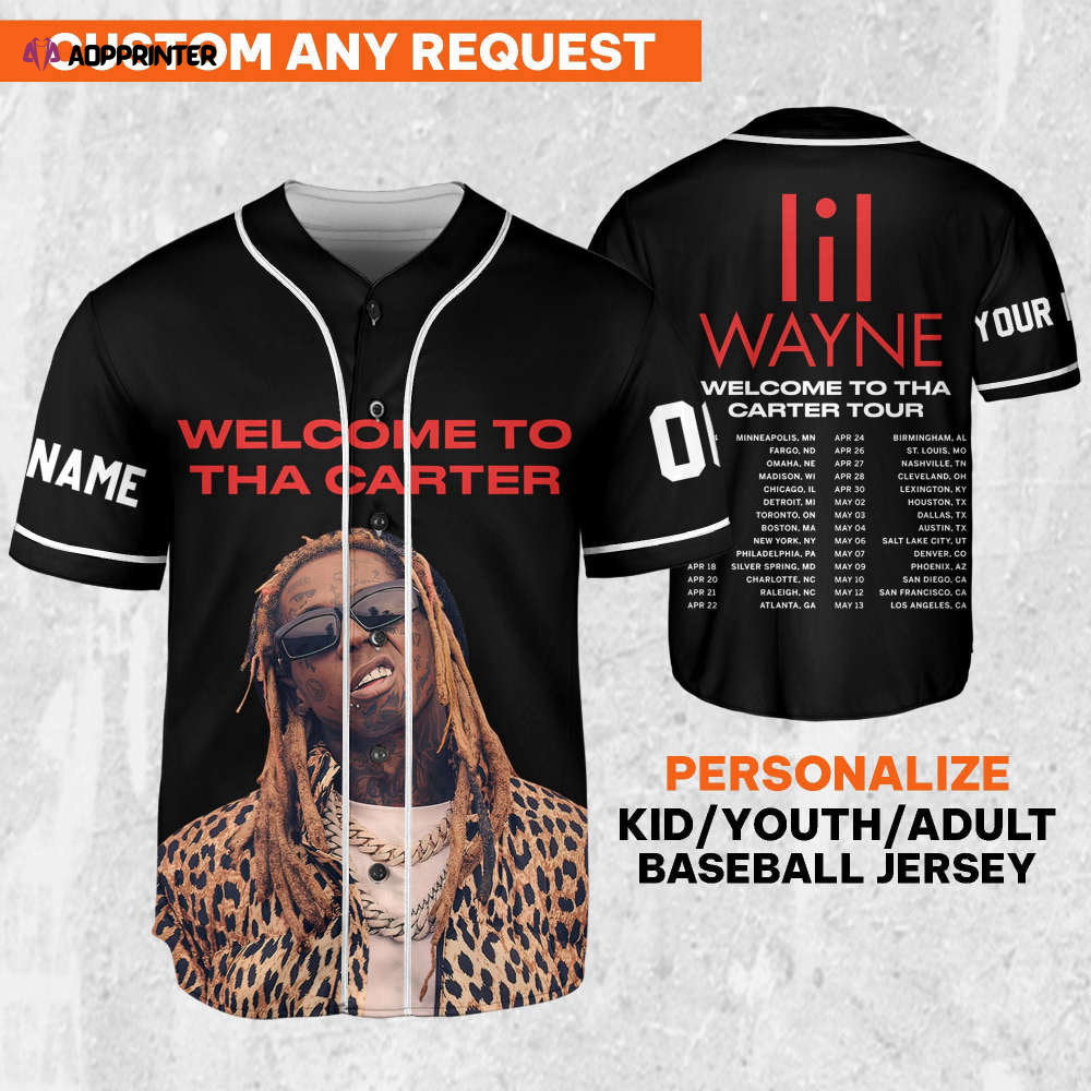 Custom Black Color Lil Wayne Baseball Jersey - Personalize Your Welcome to Tha Carter Music Style - Aopprinter baseball jersey product view 1