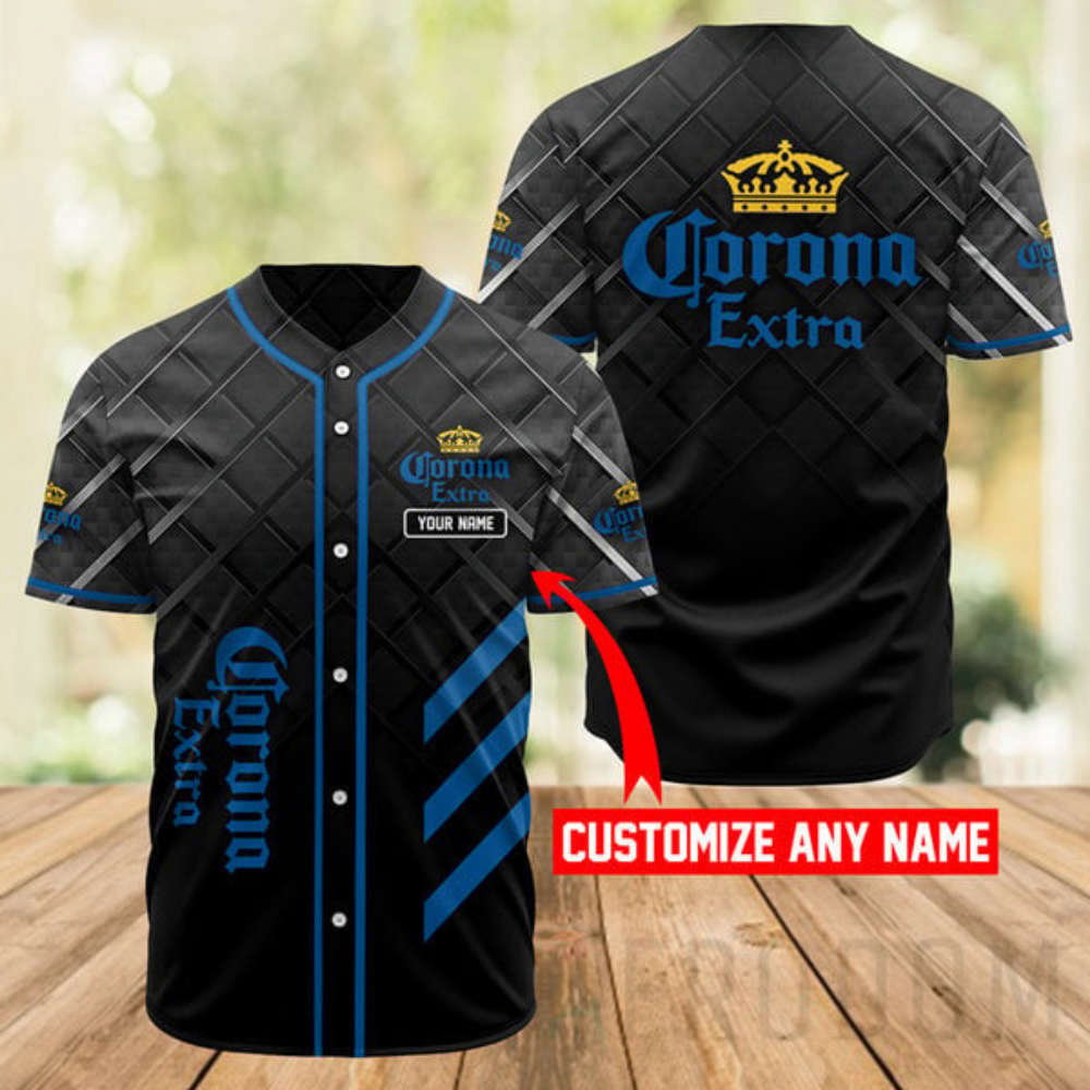 Custom Black Corona Beer Baseball Jersey – Unique Personalized Design baseball jersey product view 2