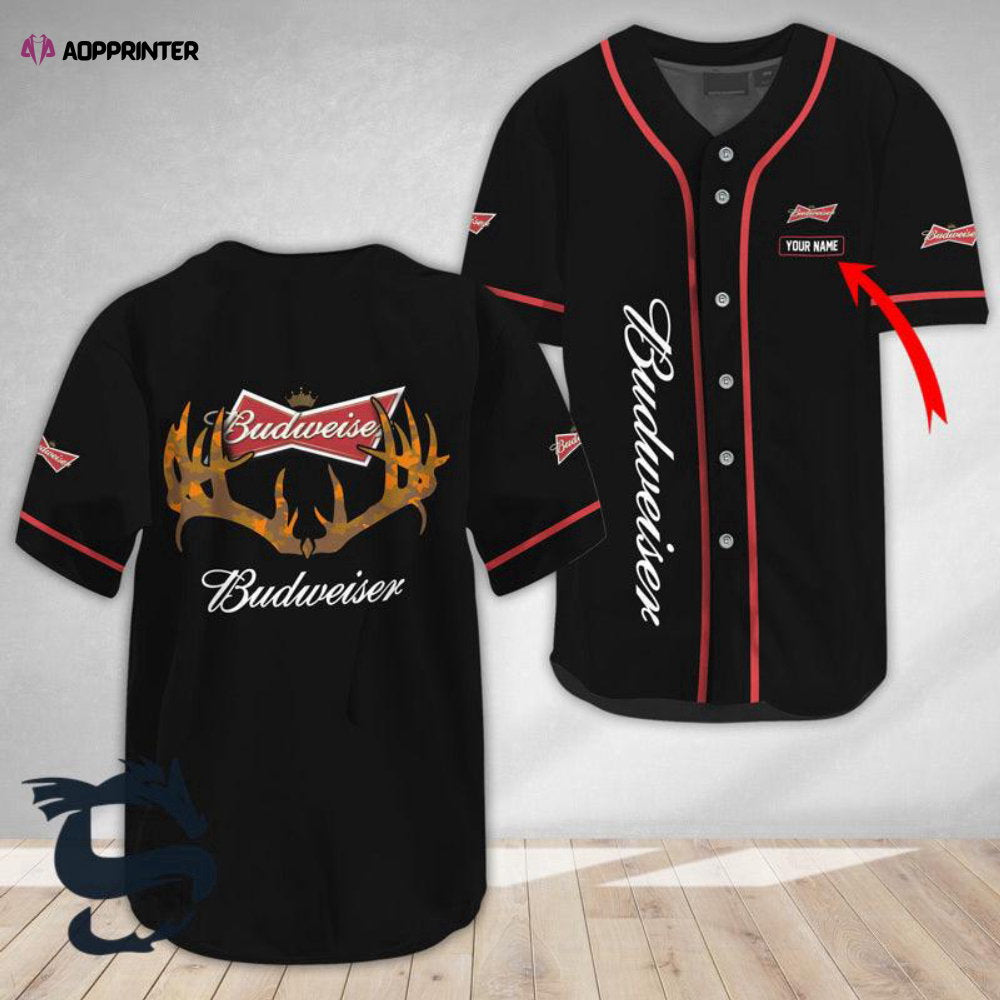 Custom Buck Horn Budweiser Baseball Jersey – Personalized Stylish & Unique baseball jersey product view 1
