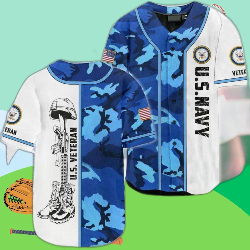 Custom Camo U S Navy Baseball Jersey – Personalized Veteran Apparel baseball jersey product view 1
