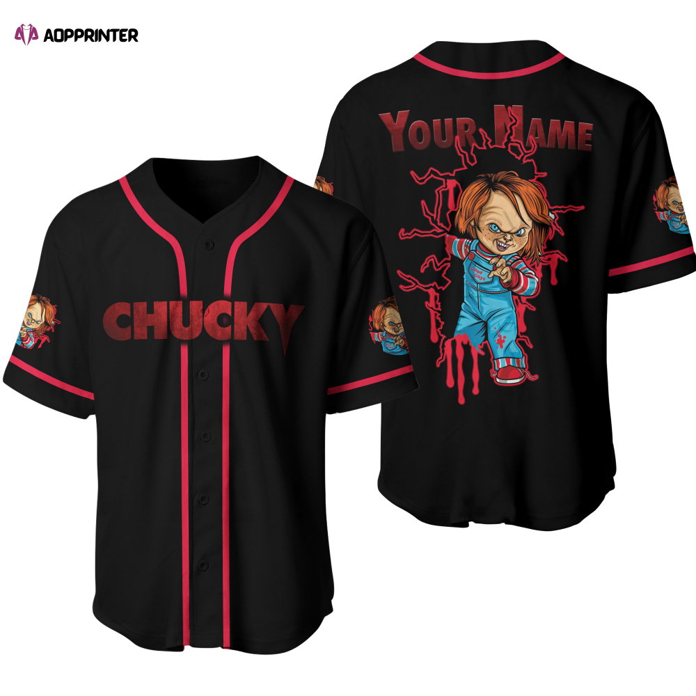 Custom Chucky Child s Play Baseball Jersey Shirt – Spooky Halloween Horror Apparel baseball jersey product view 1