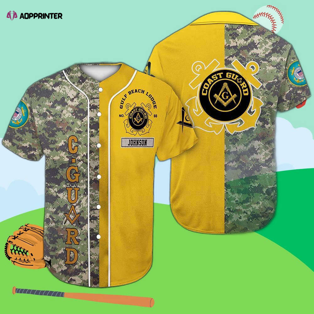 Custom Coast Guard Freemasonry Baseball Jersey – Personalized & Stylish baseball jersey product view 1
