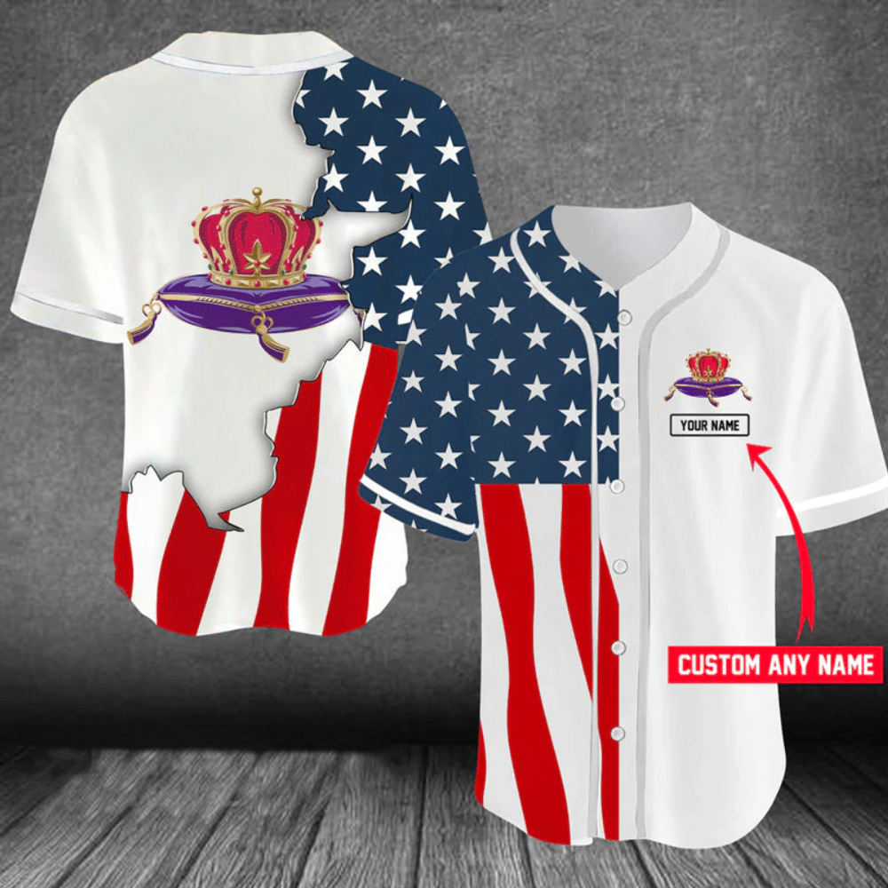 Custom Crown Royal American Flag Baseball Jersey: Personalize Your Style! baseball jersey product view 2