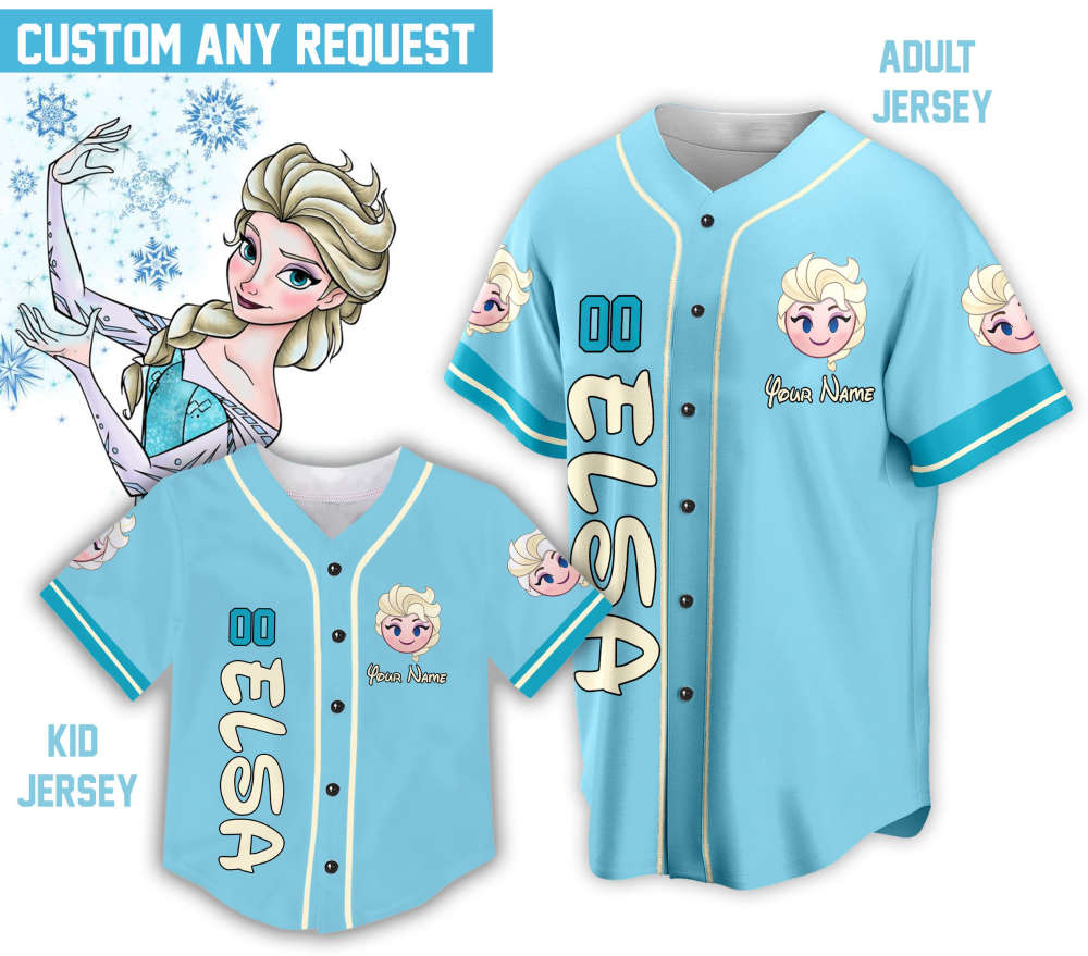 Custom Ddisney Princess Elsa Game Day Baseball Jersey Ddisney Frozen Elsa Baseball Outfit For Baseball Fan Player Baseball Girl Women Lover - Aopprinter baseball jersey product view 2