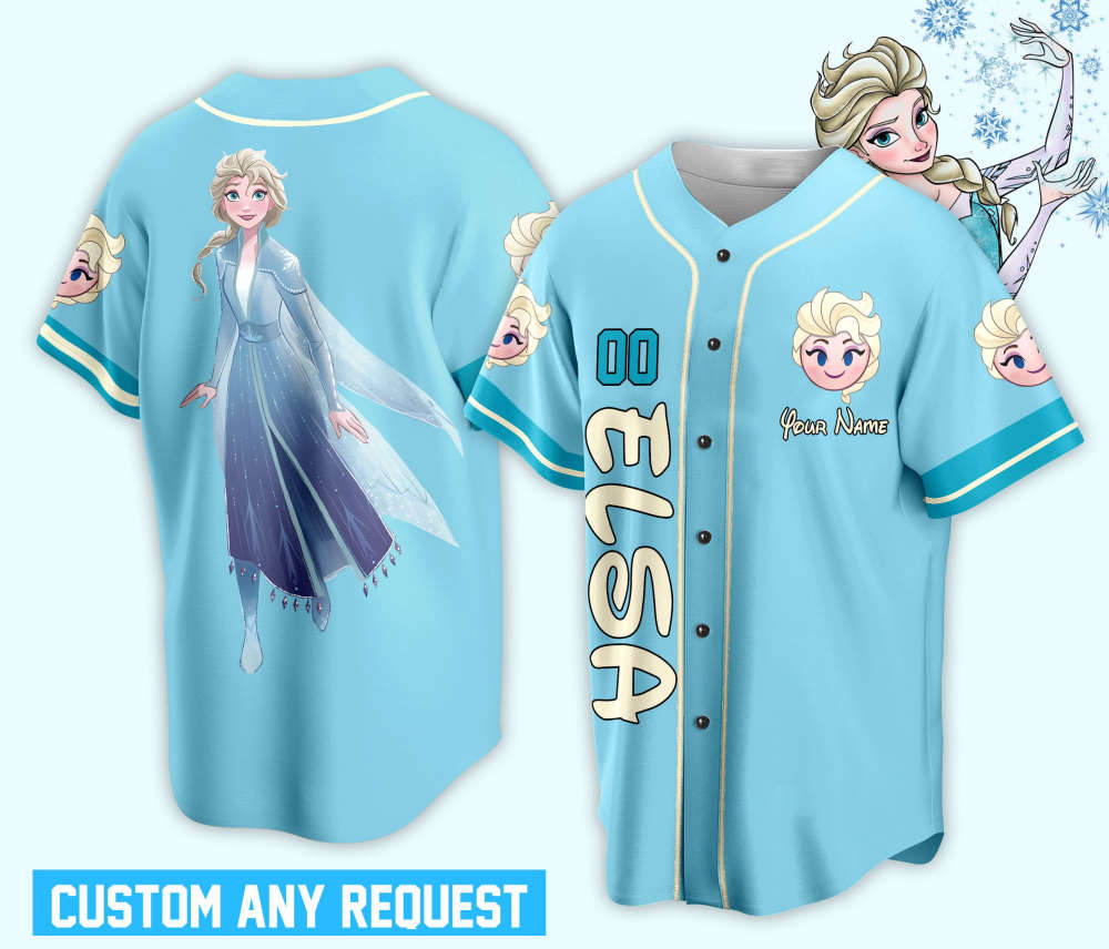 Custom Ddisney Princess Elsa Game Day Baseball Jersey Ddisney Frozen Elsa Baseball Outfit For Baseball Fan Player Baseball Girl Women Lover - Aopprinter baseball jersey product view 3