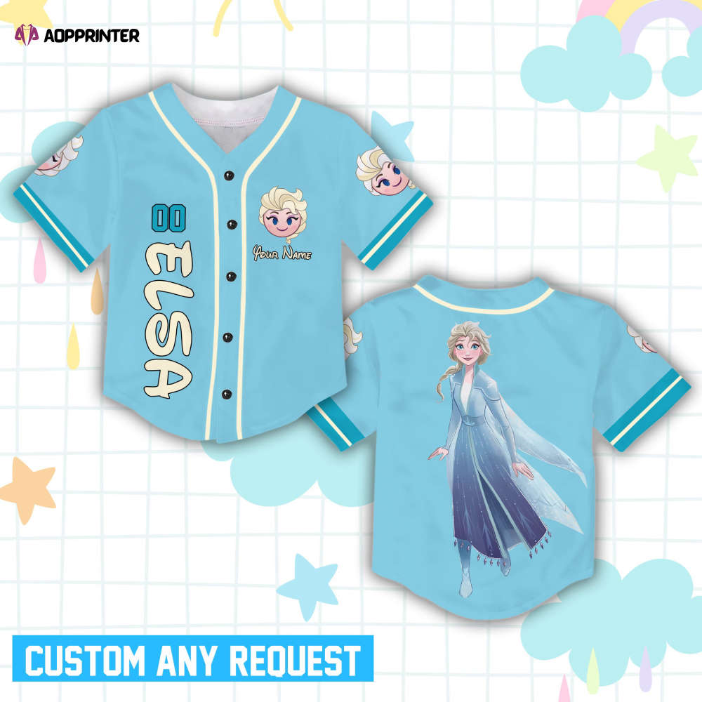 Custom Ddisney Princess Elsa Game Day Baseball Jersey Ddisney Frozen Elsa Baseball Outfit For Baseball Fan Player Baseball Girl Women Lover - Aopprinter baseball jersey product view 1
