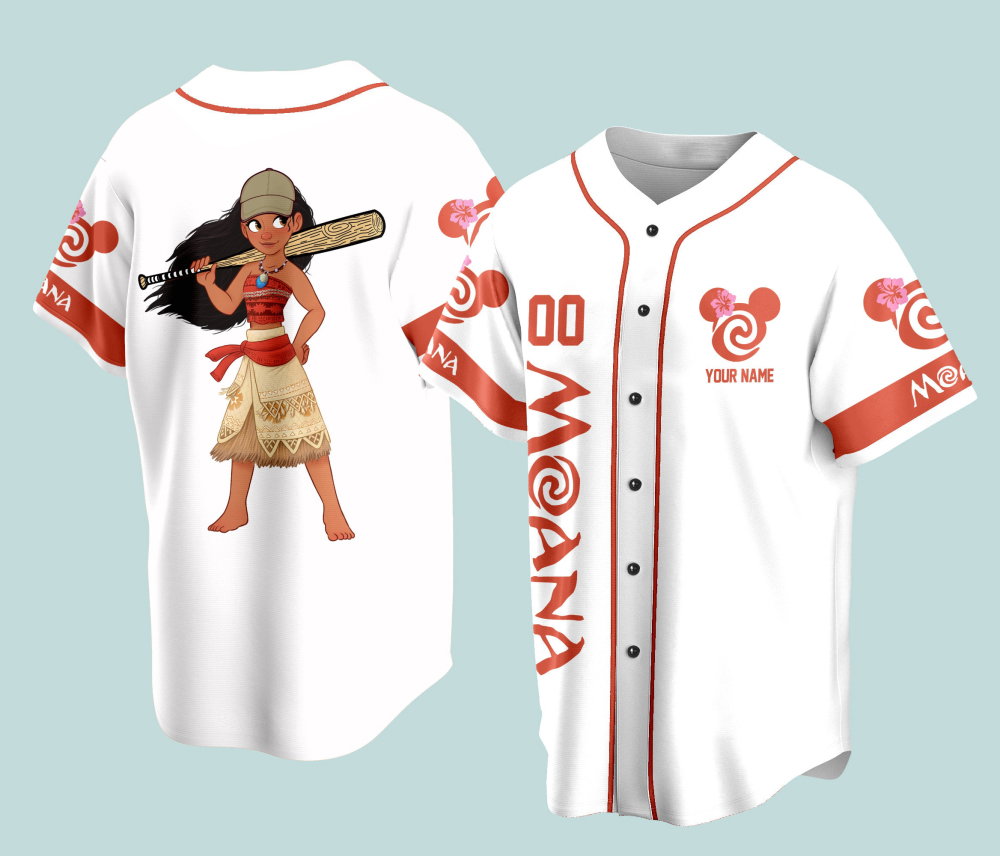 Custom Ddisney Princess Moana Game Day Baseball Jersey Ddisney Moana Baseball Outfit For Baseball Fan Player Baseball Girl Women Lover - Aopprinter baseball jersey product view 2