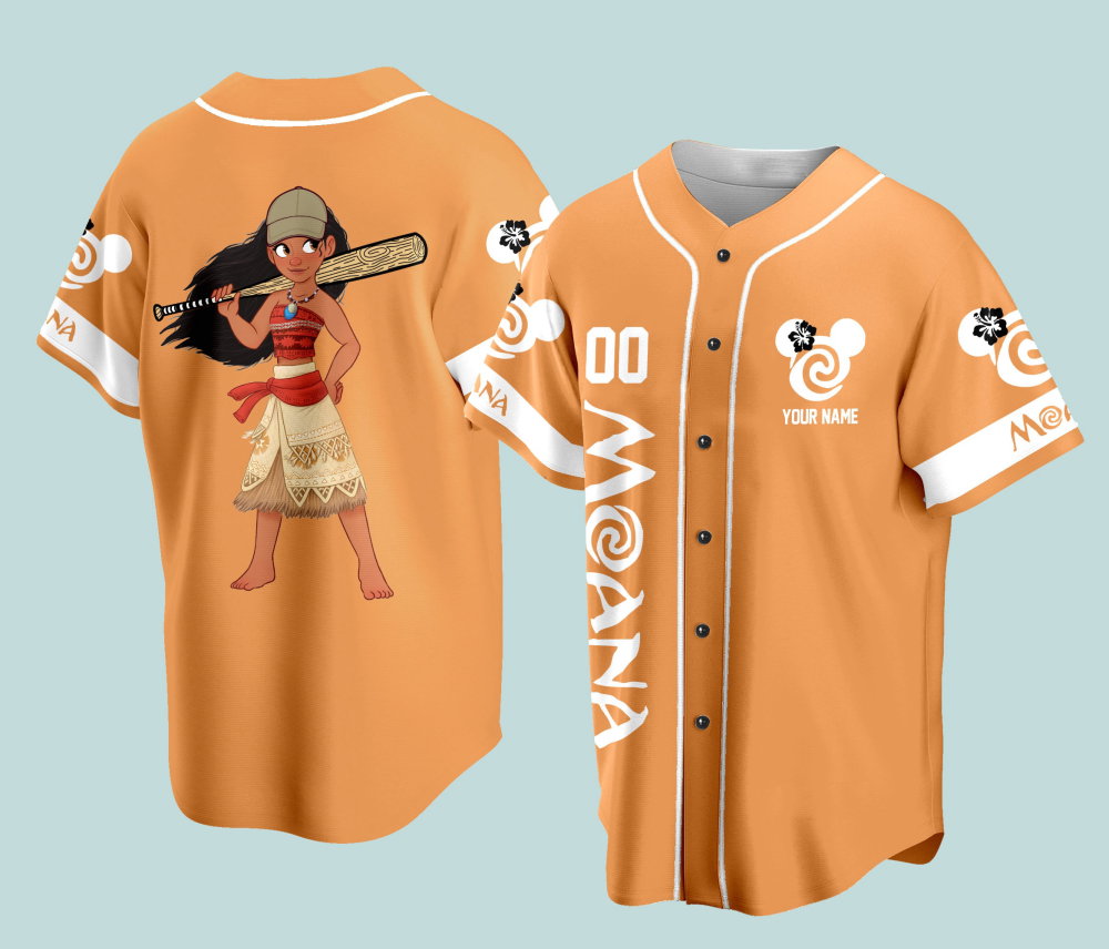 Custom Ddisney Princess Moana Game Day Baseball Jersey Ddisney Moana Baseball Outfit For Baseball Fan Player Baseball Girl Women Lover - Aopprinter baseball jersey product view 3