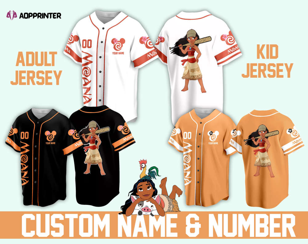 Custom Ddisney Princess Moana Game Day Baseball Jersey Ddisney Moana Baseball Outfit For Baseball Fan Player Baseball Girl Women Lover - Aopprinter baseball jersey product view 1