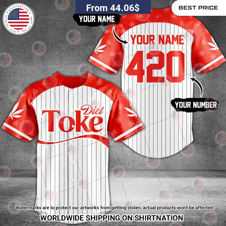 Custom Diet Toke 420 Baseball Jersey baseball jersey product view 1