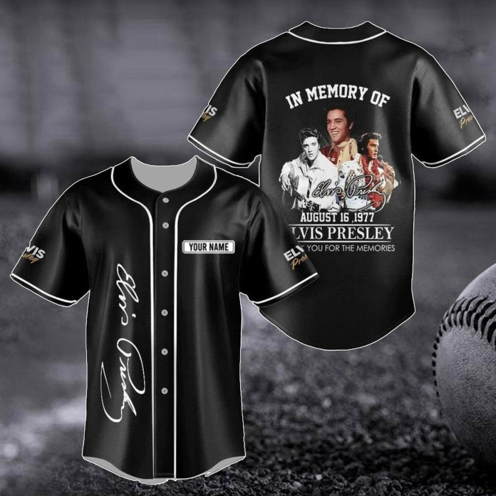 Custom Elvis Presley Baseball Jersey - King of Rock Shirt Singer Tee Rock n Roll Merch & Fan Gift - Aopprinter baseball jersey product view 1