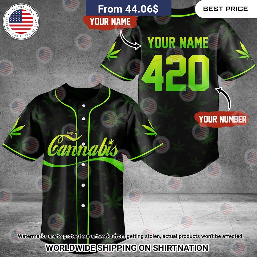 Custom Enjoy Cannabis 420 Baseball Jersey baseball jersey product view 1