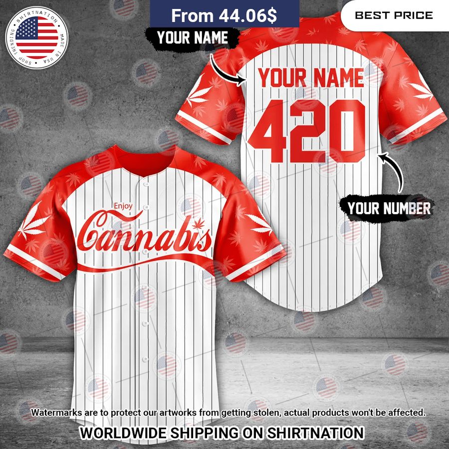 Custom Enjoy Cannabis Baseball Jersey baseball jersey product view 1