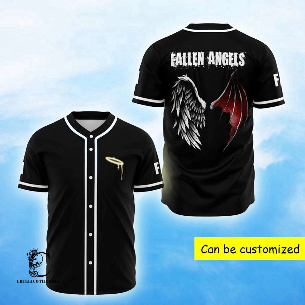 Custom Fallen Angels Rave EDM Baseball Jersey – Personalized Print baseball jersey product view 2