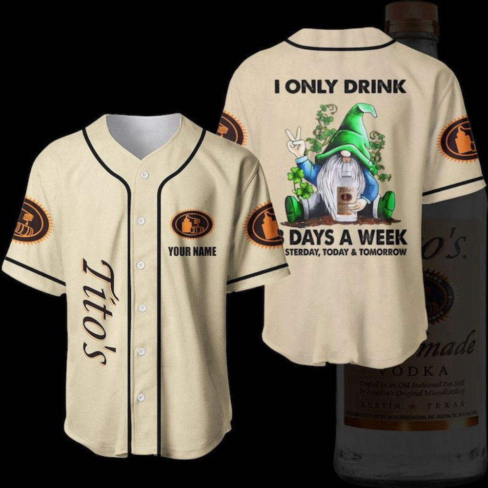 Custom Gnome Tito s Vodka Baseball Jersey: Beer Lover Shirt - Aopprinter baseball jersey product view 1