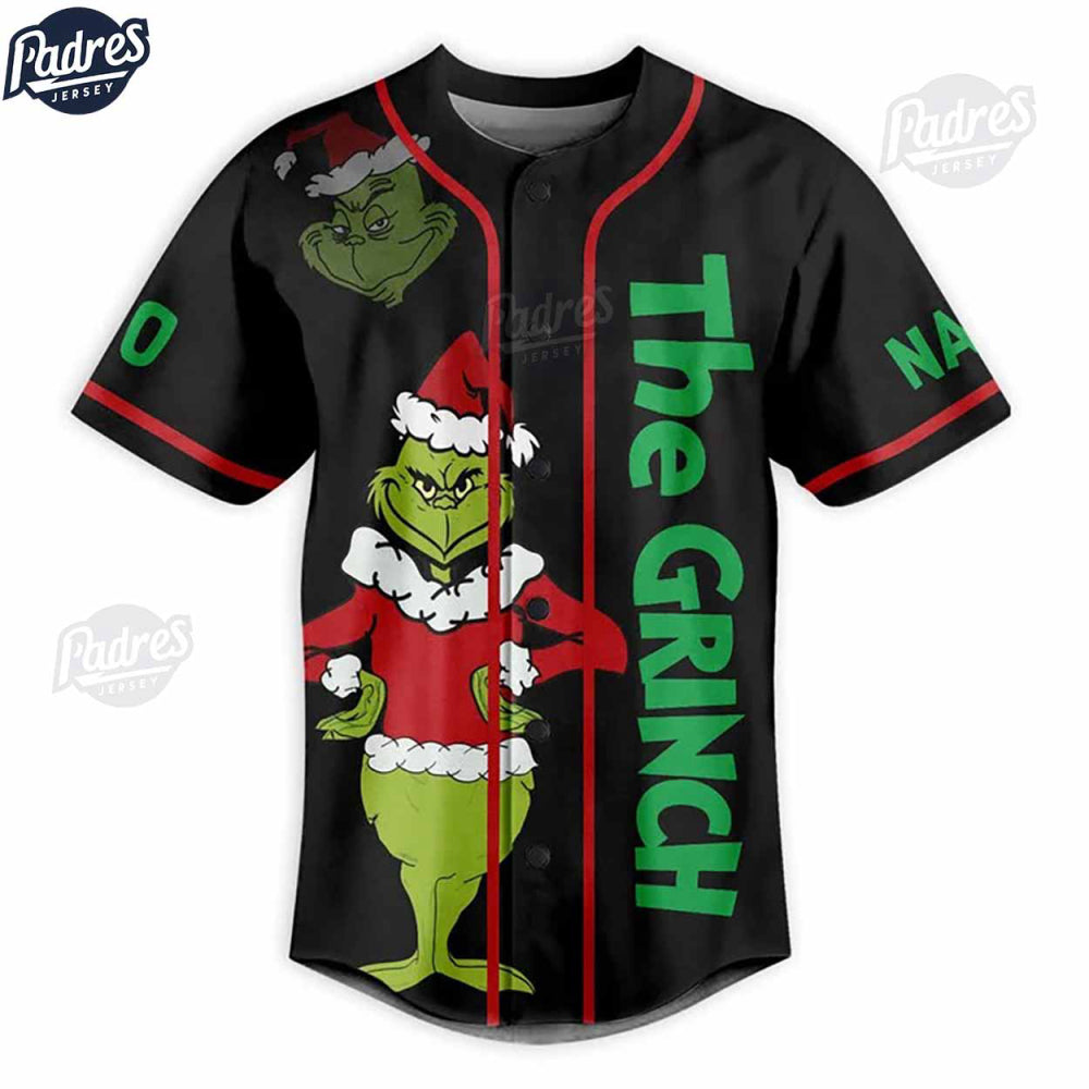 Custom Grinch Christmas Baseball Jersey - Bafud baseball jersey product view 2