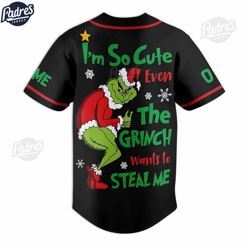 Custom Grinch Christmas Baseball Jersey - Bafud baseball jersey product view 3