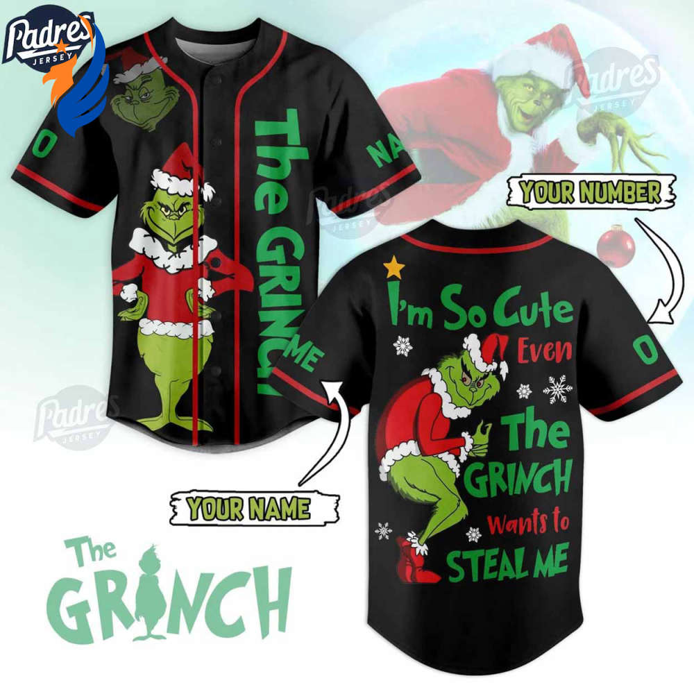 Custom Grinch Christmas Baseball Jersey - Bafud baseball jersey product view 1