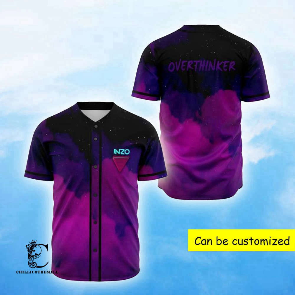 Custom Inzo Overthinker Rave EDM Baseball Jersey - Personalized Design: Your Ultimate Party Outfit! - Aopprinter baseball jersey product view 2