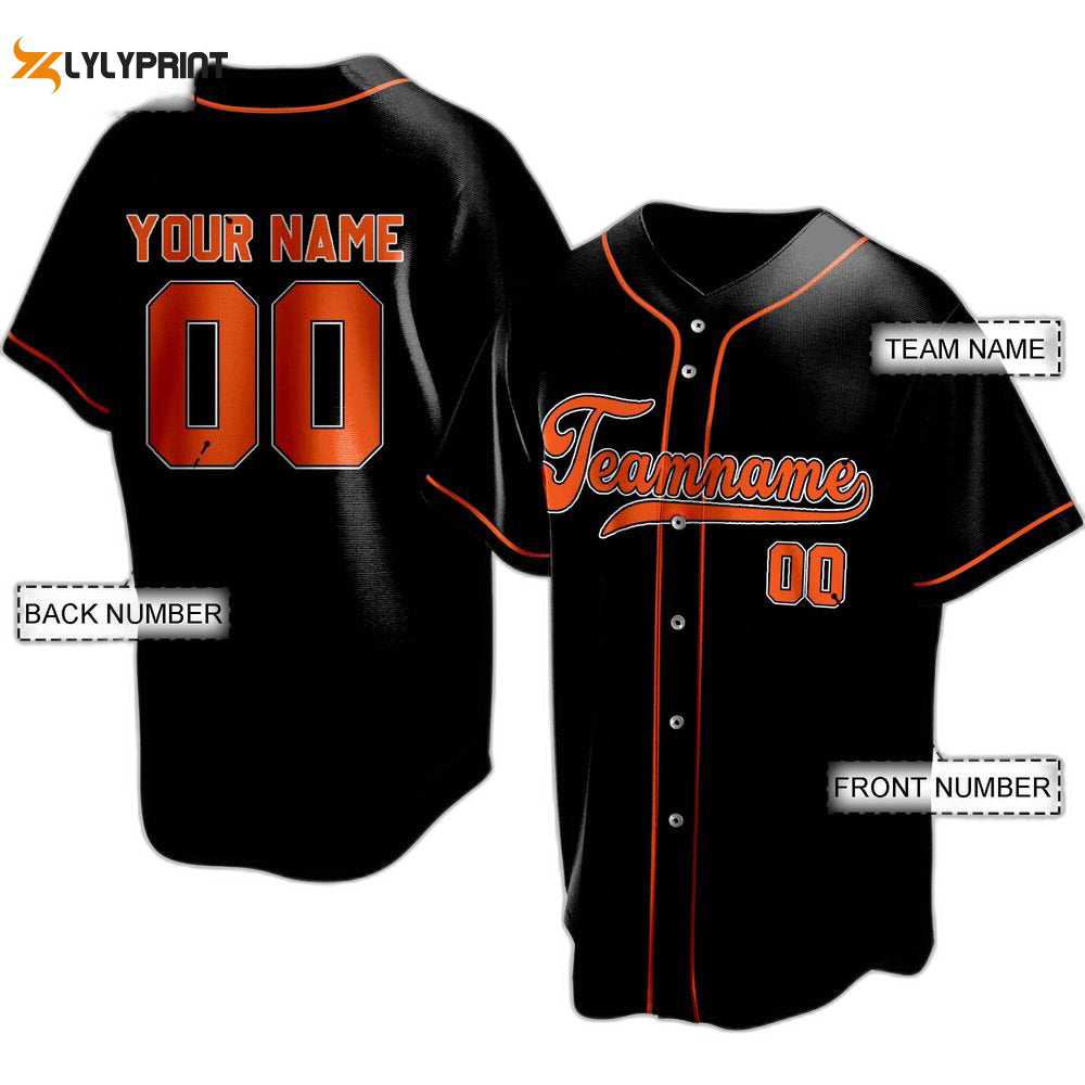 Custom Jersey Baltimore Black Orange White, Baltimore Oriole Baseball Jersey For Men Women - lylyprint.com baseball jersey product view 1