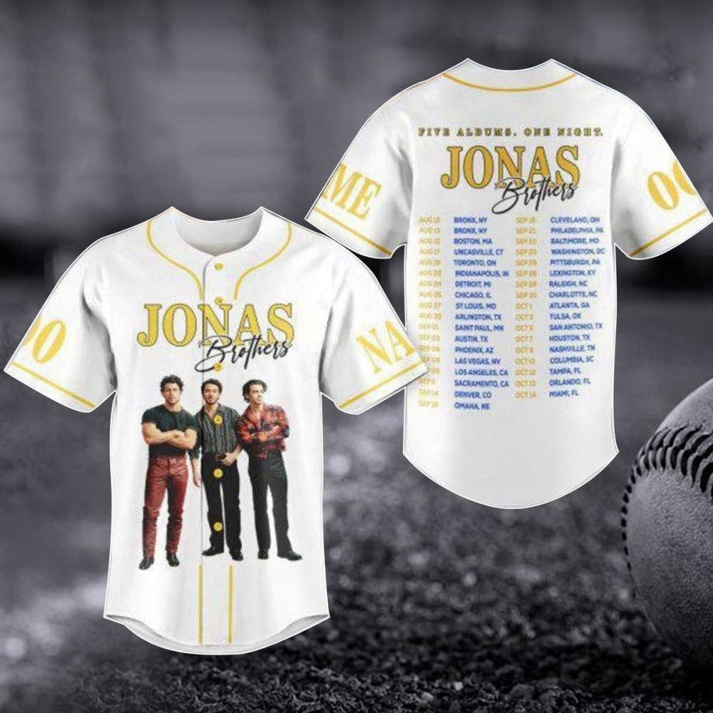 Custom Jonas Brothers Baseball Jersey - 2023 Tour Shirt Pop Rock Music Merch Perfect Gift for Fans - Aopprinter baseball jersey product view 1